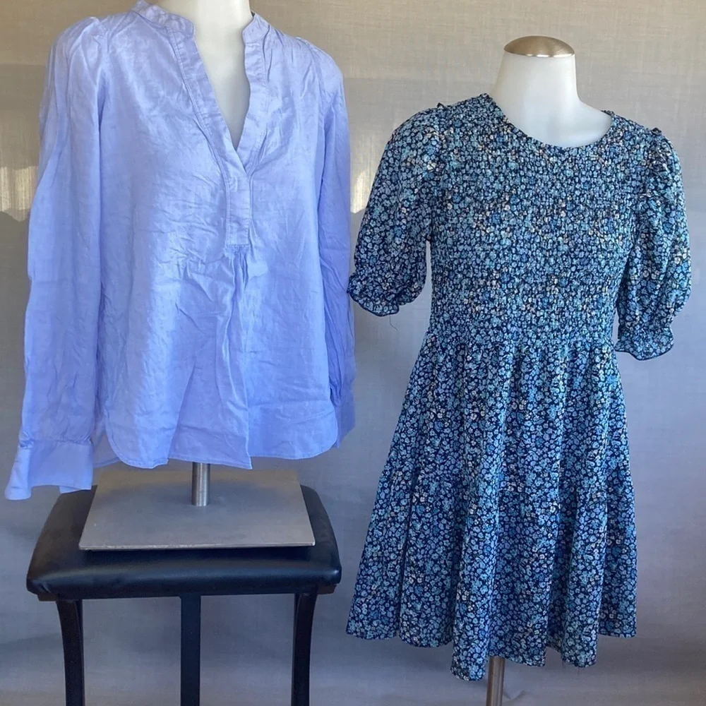 Size small, bohemian floral dress boho tunic with puff sleeves smock dress - Picture 3 of 15